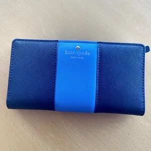 Kate Spade Large Slim Bifold Wallet Periwinkle/Navy Blue
